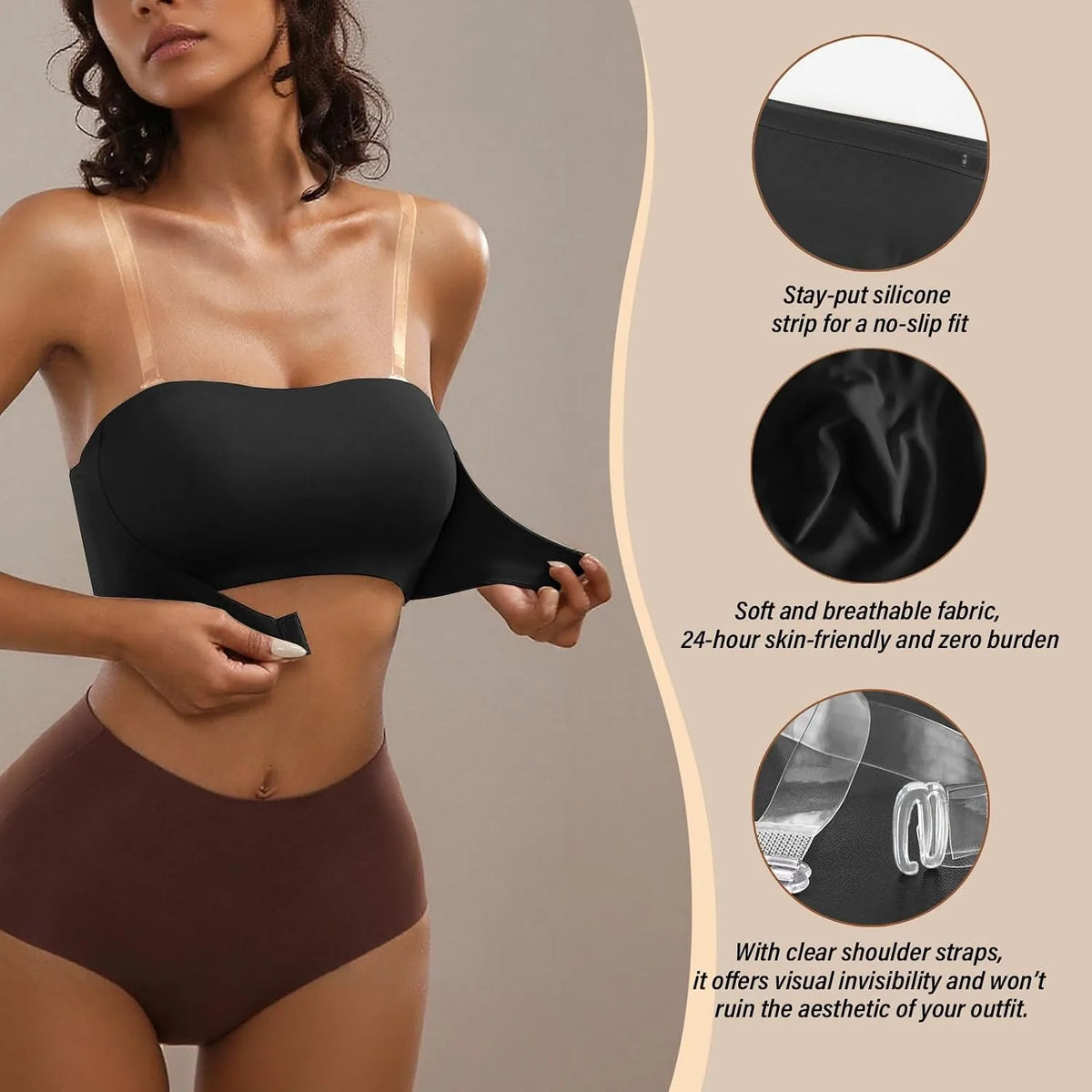 Non-Slip Wireless Bandeau Bra
